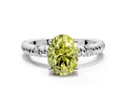 Rope Engagement Ring Setting for Fancy Yellow Oval Center with Accent Shoulders and Prong Head in Platinum