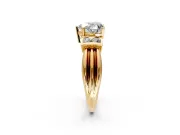Solitaire Engagement Ring Setting for Heart-Shaped Center with Grooved Bar Accent Band and Prong Head in Yellow Gold