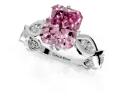 Solitaire Engagement Ring Setting for Fancy Pink Radiant Cut Center with Accented Twist Band and Leaf Prong Head in Sterling Silver