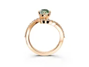 Solitaire Engagement Ring Setting for Fancy Green Marquise Center with Pave Bypass Swirl Band and Prong Head in Rose Gold