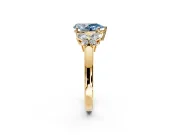 Solitaire Engagement Ring Setting for Fancy Blue Pear-Shaped Center with Marquise Flower Shoulders and Prong Head in Yellow Gold