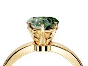 Solitaire Engagement Ring Setting for Fancy Green Heart-Shaped Center with Plain Band and Tulip Prong Head in Yellow Gold