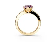 Solitaire Engagement Ring Setting for Fancy Pink Heart-Shaped Center with Single Row Accent Band and Prong Head in Yellow Gold