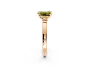 Solitaire Engagement Ring Setting for Fancy Yellow Emerald Cut Center with Beaded Shoulders and Prong Head in Rose Gold