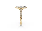 Halo Engagement Ring Setting for Marquise Center with Raised Halo, Pave Band and Prong Head in Yellow Gold