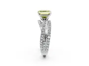 Solitaire Engagement Ring Setting for Fancy Yellow Asscher Cut Center with Woven 3-Strand Pave Band and Prong Head in Platinum