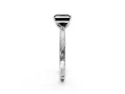 Solitaire Engagement Ring Setting for Fancy Black Princess Cut Center with Engraved Milgrain Band and Prong Head in Sterling Silver