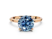Minimalist Solitaire Engagement Ring Setting for Fancy Blue Round Cut Center with Thin Band and Prong Head in Rose Gold