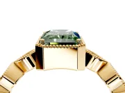 Vintage Station Engagement Ring Setting for Fancy Green Radiant Cut Center with Accents and Prong Head in Yellow Gold
