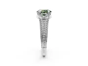 Solitaire Engagement Ring Setting for Fancy Green Oval Center with Accented Split Shank and Prong Head in Platinum