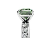 Solitaire Engagement Ring Setting for Fancy Green Princess Cut Center with Channel-Set Accents and Prong Head in White Gold