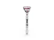 Solitaire Engagement Ring Setting for Fancy Pink Princess Cut Center with Bamboo Band and Prong Head in Platinum