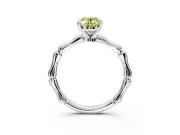 Solitaire Engagement Ring Setting for Fancy Yellow Oval Center with Bamboo Band and Prong Head in Platinum