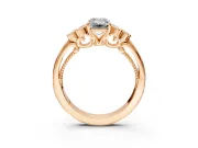 Cluster Engagement Ring Setting for Emerald Cut Center with Bezel Accent Clusters and Prong Head in Rose Gold