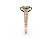 Solitaire Engagement Ring Setting for Fancy Green Marquise Center with Pave Cathedral Shoulders and Prong Head in Rose Gold