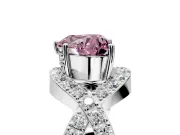 Halo Engagement Ring Setting for Fancy Pink Heart-Shaped Center with Pave Infinity Twist Band and Prong Head in Sterling Silver