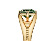 Solitaire Engagement Ring Setting for Fancy Green Asscher Cut Center with Milgrain Cathedral Band and Prong Head in Yellow Gold