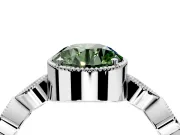 Vintage Station Engagement Ring Setting for Fancy Green Round Cut Center with Accents and Prong Head in Sterling Silver