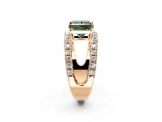 Solitaire Engagement Ring Setting for Fancy Green Princess Cut Center with Wide-Open Split Shank and Prong Head in Rose Gold