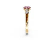 5 Stone Engagement Ring Setting for Fancy Pink Cushion Cut Center with Equal Close-Set Accents and Prong Head in Yellow Gold