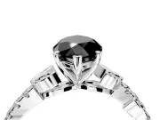 Leaf Motif Engagement Ring Setting for Fancy Black Marquise Center with Pave Band and Prong Head in Sterling Silver