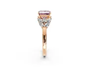 Leaf Cluster Engagement Ring Setting for Fancy Pink Princess Cut Center with Marquise Accents and Prong Head in Rose Gold