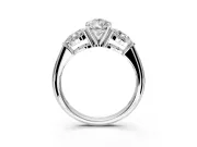 3 Stone Engagement Ring Setting for Pear-Shaped Center with Large Pear-Shaped Accents and Prong Head in Platinum