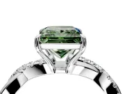 Crossover Engagement Ring Setting for Fancy Green Princess Cut Center with Pave and Plain Strands and Prong Head in Platinum