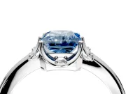 Floral Frame Engagement Ring Setting for Fancy Blue Radiant Cut Center with Accent Clusters and Prong Head in White Gold