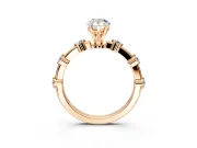 Solitaire Engagement Ring Setting for Pear-Shaped Center with Bezel Station Band and Prong Head in Rose Gold