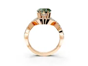 Halo Engagement Ring Setting for Fancy Green Heart-Shaped Center with Pave Infinity Twist Band and Prong Head in Rose Gold