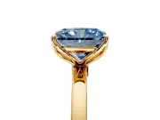 Solitaire Engagement Ring Setting for Fancy Blue Radiant Cut Center with Thin Rounded Plain Band and Prong Head in Yellow Gold