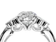 Cluster Engagement Ring Setting for Cushion Cut Center with Bezel Accent Clusters and Prong Head in Platinum