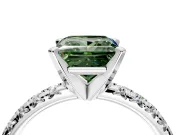 Solitaire Engagement Ring Setting for Fancy Green Princess Cut Center with Large Accents and Prong Head in Sterling Silver