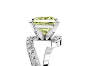 Solitaire Engagement Ring Setting for Fancy Yellow Princess Cut Center with Pave Bypass Swirl Band and Prong Head in Sterling Silver