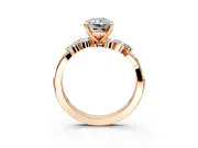 Solitaire Engagement Ring Setting for Radiant Cut Center with Marquise Accent Twist Band and Prong Head in Rose Gold
