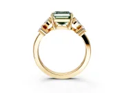 Floral Engagement Ring Setting for Fancy Green Princess Cut Center with Marquise Cluster Shoulders and Prong Head in Yellow Gold