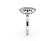 Halo Engagement Ring Setting for Fancy Green Asscher Cut Center with Milgrain Bezel Rim, Plain Band and Prong Head in Platinum
