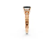 Solitaire Engagement Ring Setting for Fancy Black Radiant Cut Center with Filigree Band and Prong Head in Rose Gold