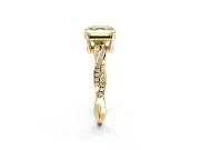 Solitaire Engagement Ring Setting for Fancy Yellow Asscher Cut Center with Twisted Pave Band and Prong Head in Yellow Gold