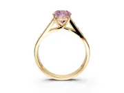 Solitaire Engagement Ring Setting for Fancy Pink Cushion Cut Center with Round Cut Channel Band and Prong Head in Yellow Gold