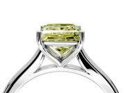 Solitaire Engagement Ring Setting for Fancy Yellow Princess Cut Center with Narrow Cathedral Band and Prong Head in White Gold