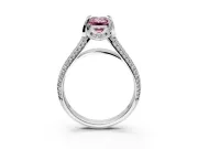 Solitaire Engagement Ring Setting for Fancy Pink Emerald Cut Center with Accented Split Shank and Prong Head in Platinum