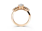 Cluster Engagement Ring Setting for Pear-Shaped Center with 2-Row Shoulder Clusters and Prong Head in Rose Gold