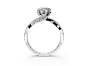 Solitaire Engagement Ring Setting for Heart-Shaped Center with Narrow Twist Pave Band and Prong Head in Platinum