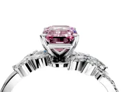 Solitaire Engagement Ring Setting for Fancy Pink Emerald Cut Center with Marquise Accent Twist Band and Prong Head in White Gold