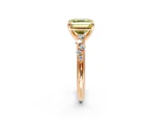 Solitaire Engagement Ring Setting for Fancy Yellow Asscher Cut Center with Trailing Leaf Accent Band and Prong Head in Rose Gold