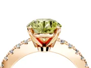 Solitaire Engagement Ring Setting for Fancy Yellow Round Cut Center with Single Row Accent Band and Prong Head in Rose Gold