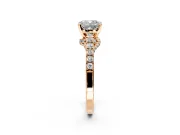 Solitaire Engagement Ring Setting for Cushion Cut Center with Crossover Accents and Prong Head in Rose Gold