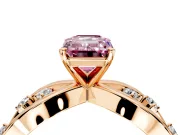 Solitaire Engagement Ring Setting for Fancy Pink Emerald Cut Center with Criss-Cross Accent Band and Prong Head in Rose Gold